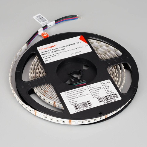 Лента светодиодная RT-G240-12mm 24V RGB (18 W/m, IP20, 3838, 5m) (Arlight, Открытый)