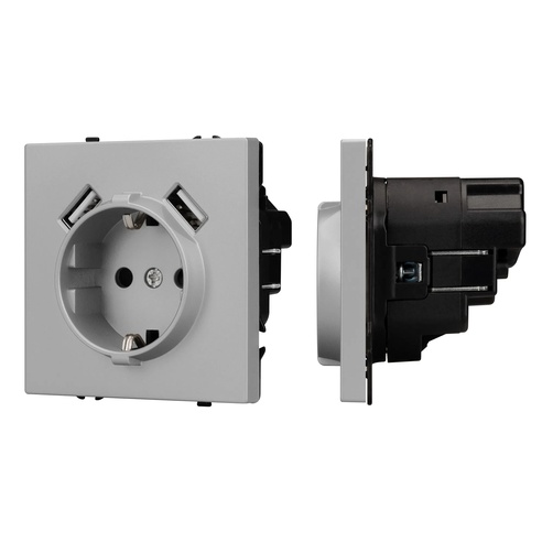 Механизм розетки с USB зарядкой SCT-NOBE-MUAA-SFPL-IS (230V, 16A)  (Arlight, Никель)