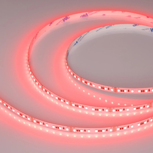 Лента светодиодная RT-A120-8mm 24V RGB (12 W/m, IP20, 2835, 5m) (Arlight, 5 лет)