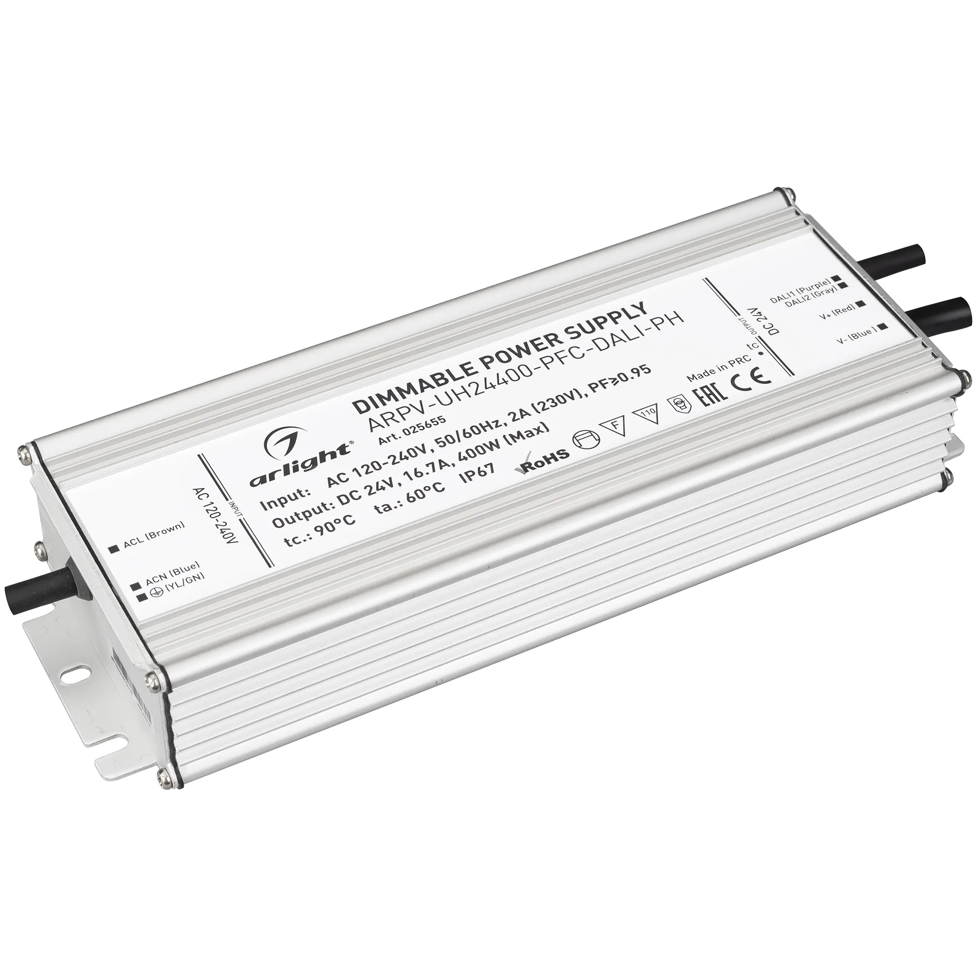 Блок питания ARPV-UH24400-PFC-DALI-PH (24V, 16.7A, 400W) (Arlight, IP67 Металл, 7 лет) - изображение товара