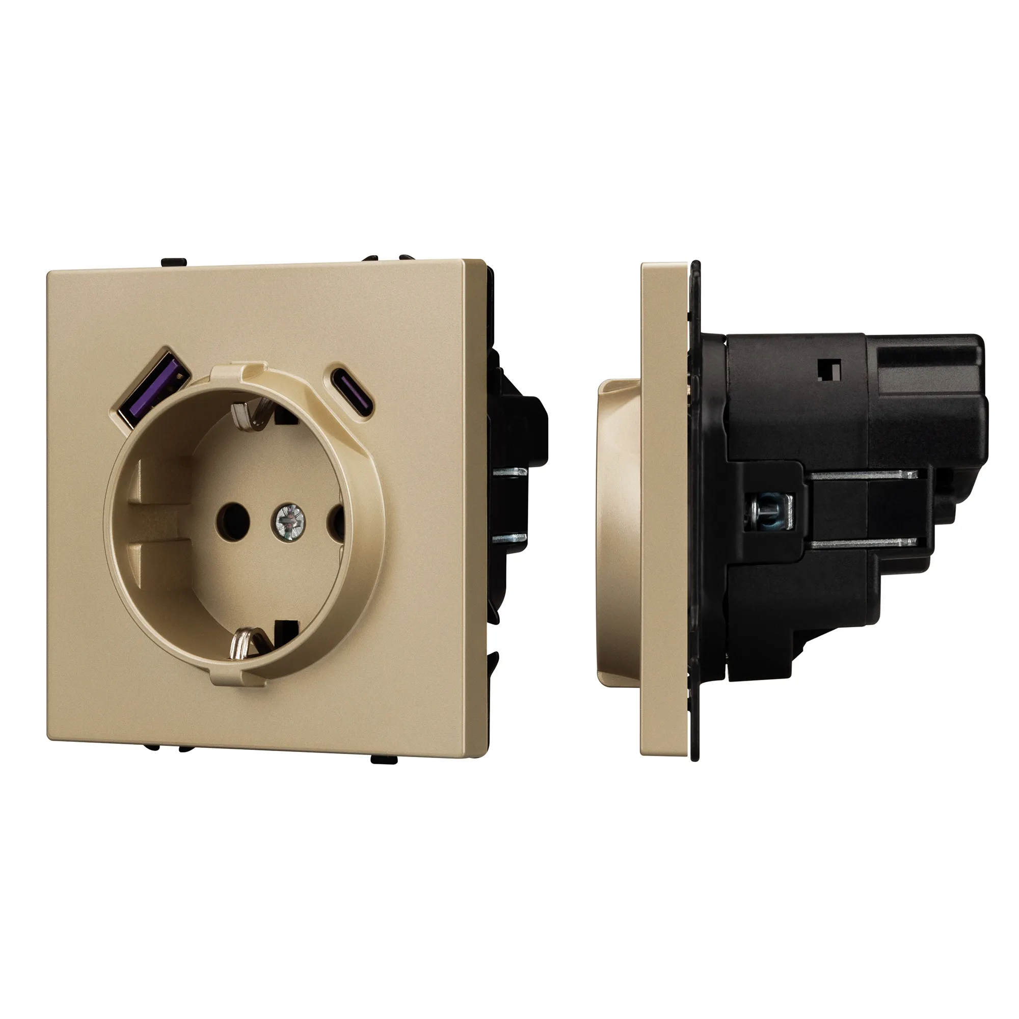 Механизм розетки с USB зарядкой SCT-NOBE-MUAC-SFPL-GD (230V, 16A) (Arlight, -) - изображение товара