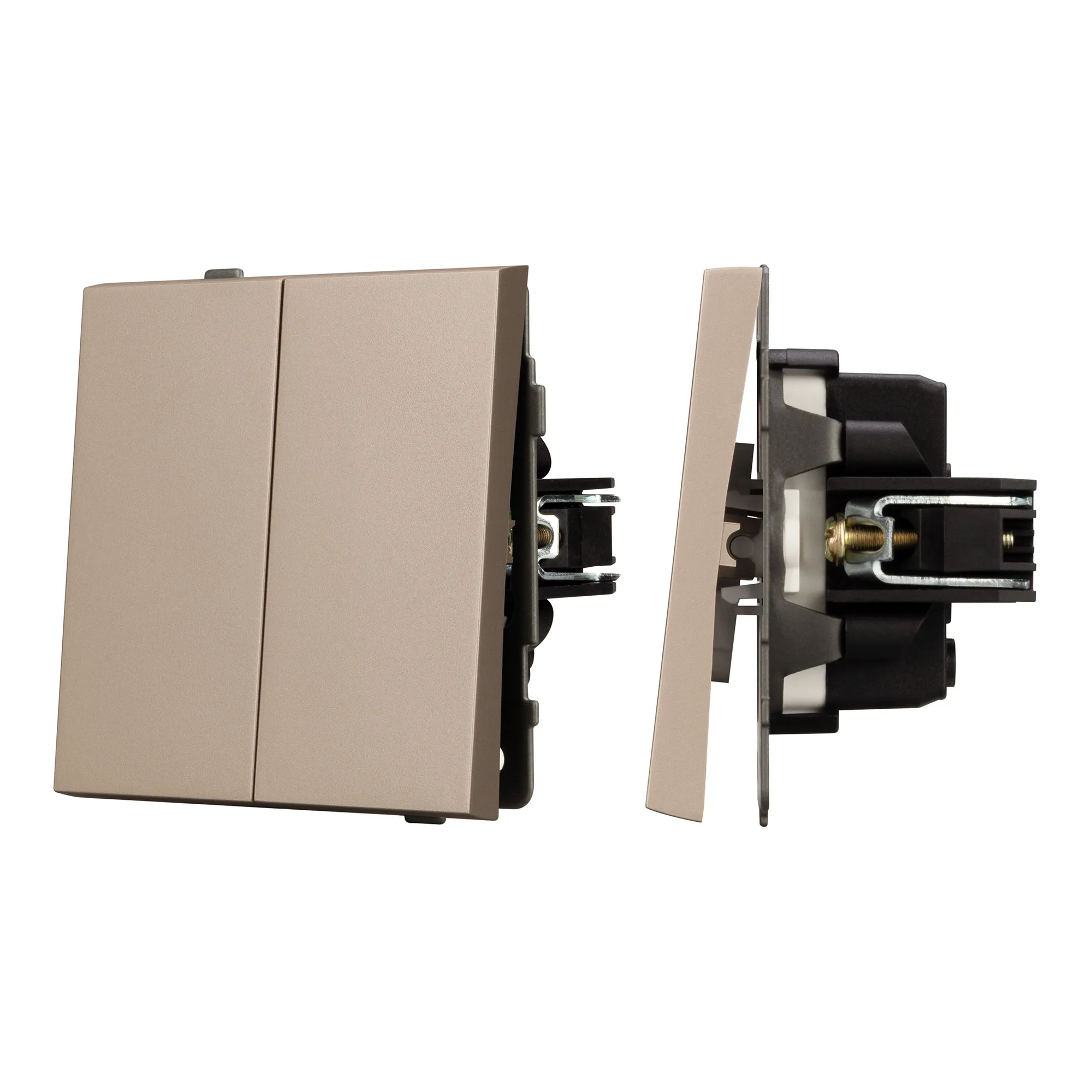 Механизм выключателя двухклавишный непроходной SWT-TENDO-MK02-PL-GD (230V, 10A) (Arlight, -) - изображение товара