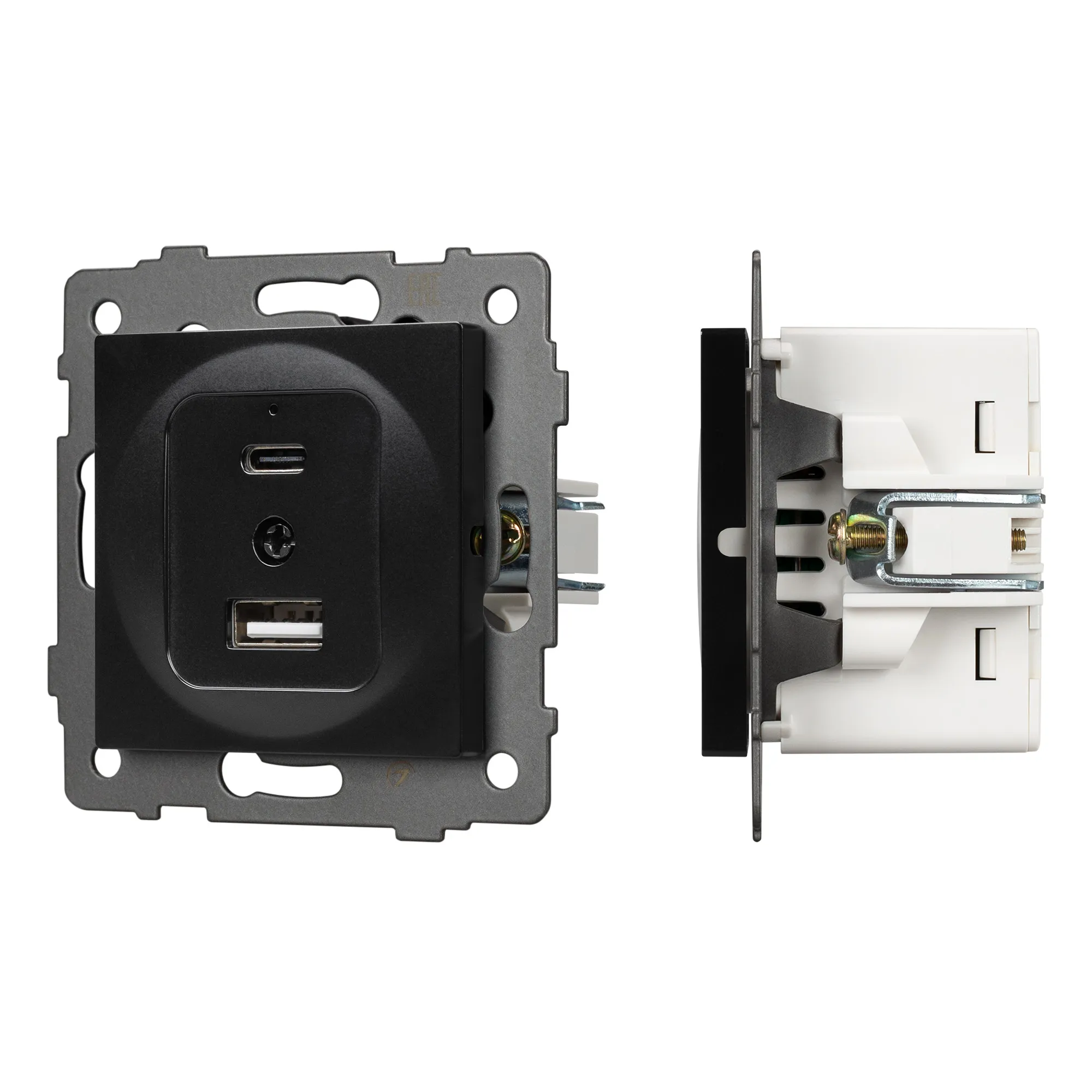 Механизм USB розетки SCT-MUAC-PL-BK-V (5V, 3A, QC4) (Arlight, -) - изображение товара